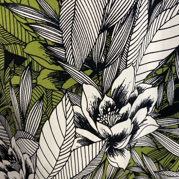 London Times Dress SZ 4 Black White Green Floral Length Sheath Cap Sleeve Summer - Picture 5 of 12